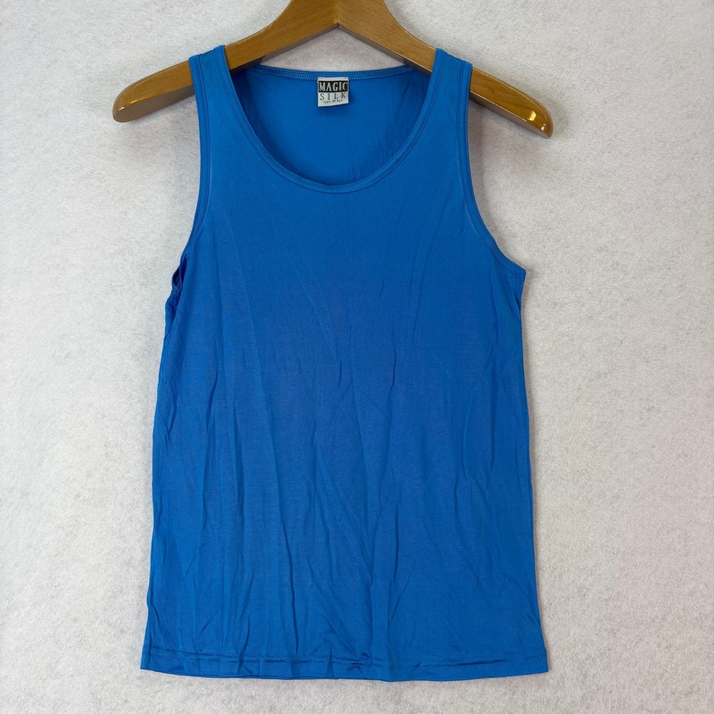 Magic Silk 100% Silk Jersey Tank Top Blue Womens Medium Minimalist Luxury